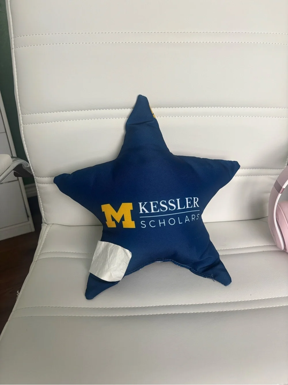 Kessler Scholars Star Pillow - Navy with Maize M